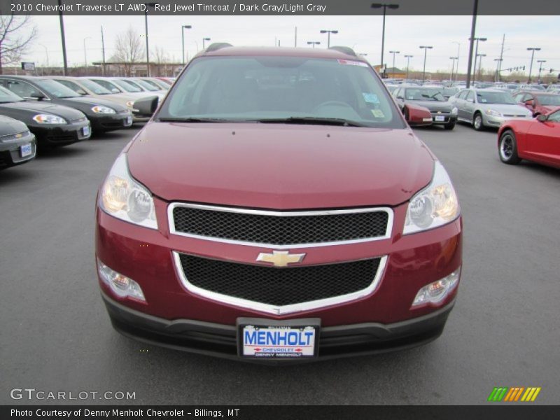 Red Jewel Tintcoat / Dark Gray/Light Gray 2010 Chevrolet Traverse LT AWD
