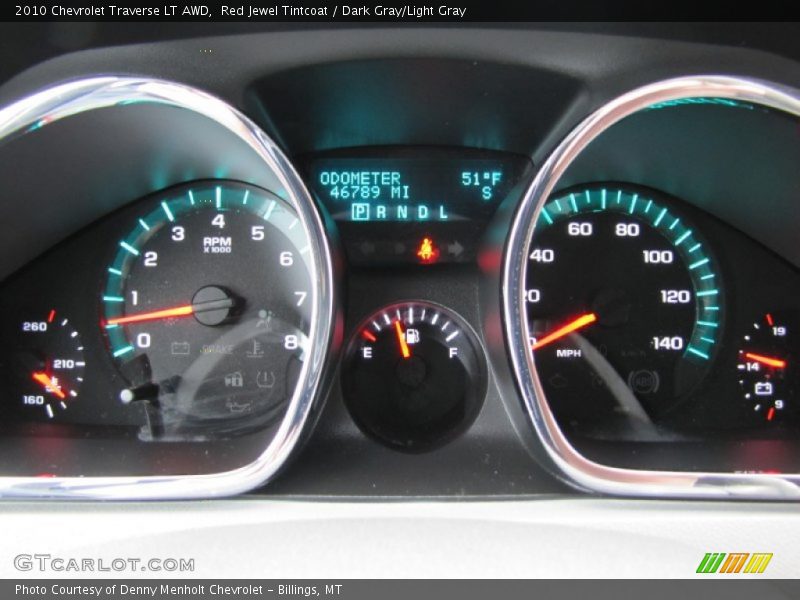 Red Jewel Tintcoat / Dark Gray/Light Gray 2010 Chevrolet Traverse LT AWD