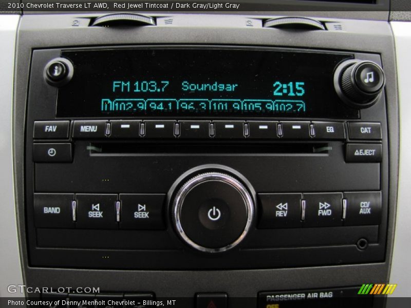 Red Jewel Tintcoat / Dark Gray/Light Gray 2010 Chevrolet Traverse LT AWD