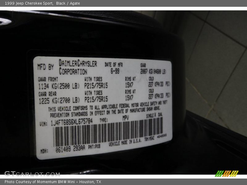 1999 Cherokee Sport Black Color Code PX8