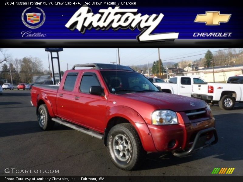Red Brawn Metallic / Charcoal 2004 Nissan Frontier XE V6 Crew Cab 4x4
