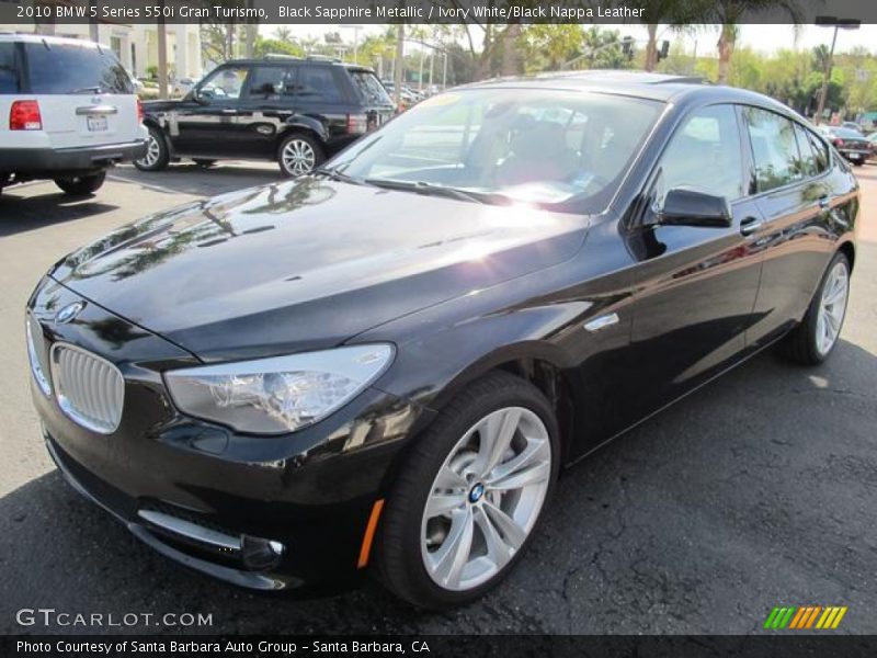 Black Sapphire Metallic / Ivory White/Black Nappa Leather 2010 BMW 5 Series 550i Gran Turismo