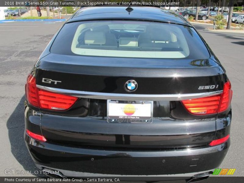 Black Sapphire Metallic / Ivory White/Black Nappa Leather 2010 BMW 5 Series 550i Gran Turismo