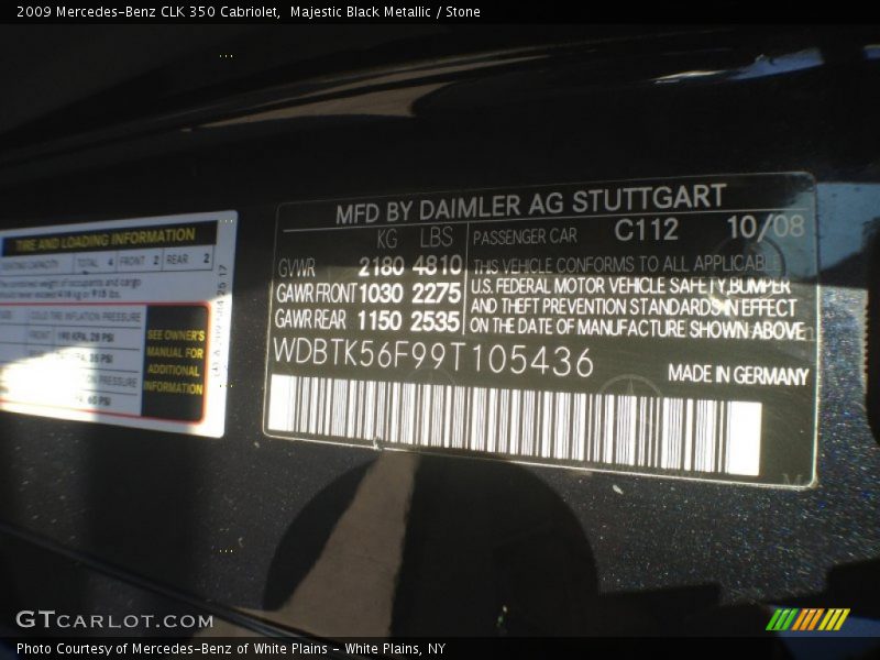 2009 CLK 350 Cabriolet Majestic Black Metallic Color Code 112