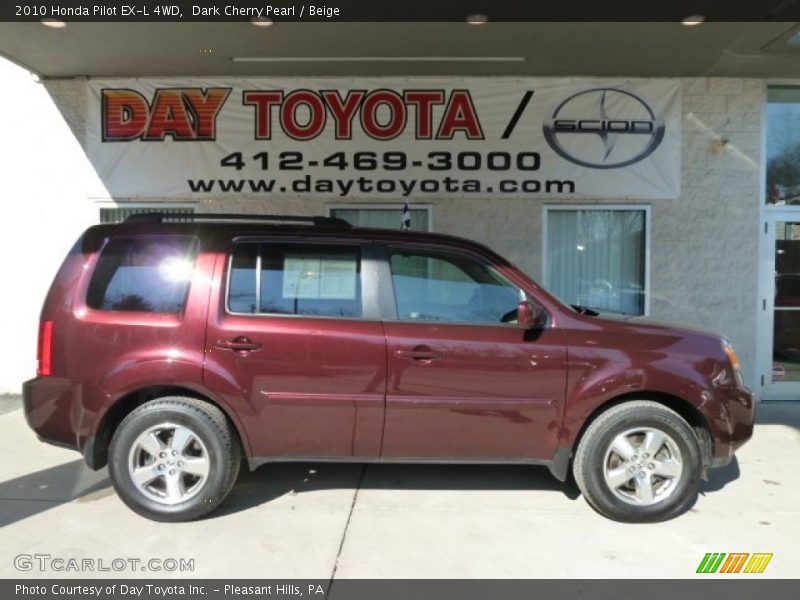 Dark Cherry Pearl / Beige 2010 Honda Pilot EX-L 4WD