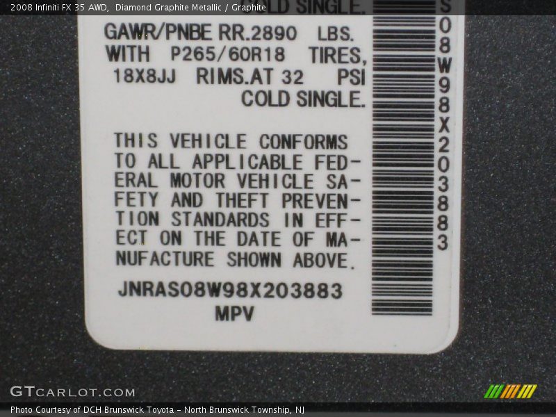 Diamond Graphite Metallic / Graphite 2008 Infiniti FX 35 AWD