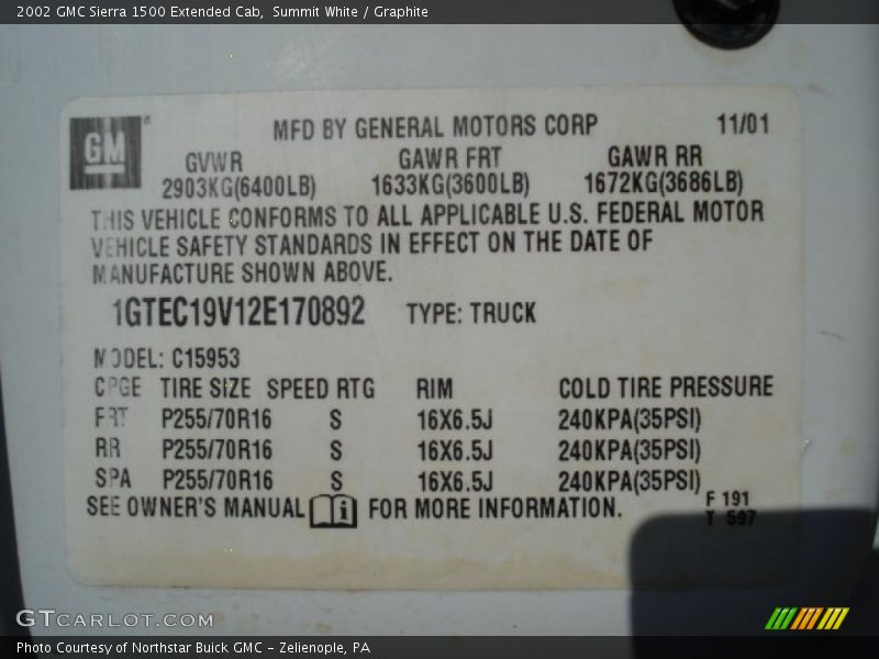 Summit White / Graphite 2002 GMC Sierra 1500 Extended Cab