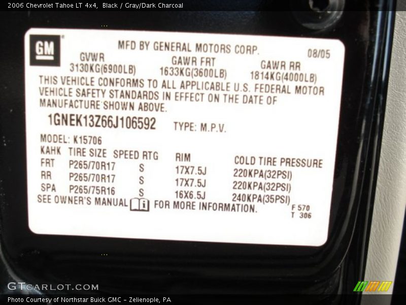 Black / Gray/Dark Charcoal 2006 Chevrolet Tahoe LT 4x4