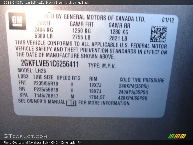Mocha Steel Metallic / Jet Black 2012 GMC Terrain SLT AWD