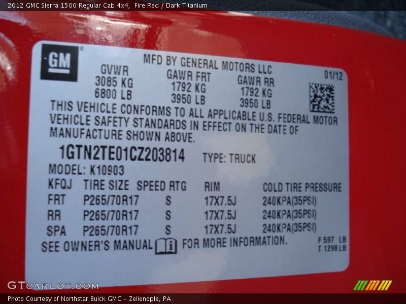 Fire Red / Dark Titanium 2012 GMC Sierra 1500 Regular Cab 4x4