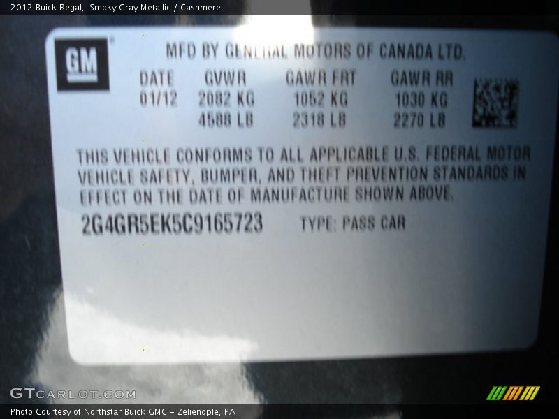 Smoky Gray Metallic / Cashmere 2012 Buick Regal