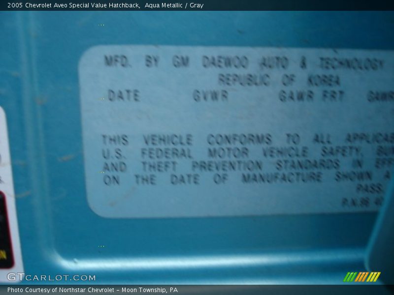 Aqua Metallic / Gray 2005 Chevrolet Aveo Special Value Hatchback