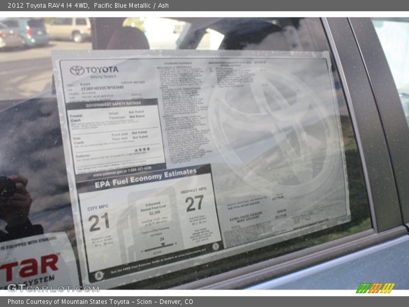  2012 RAV4 I4 4WD Window Sticker