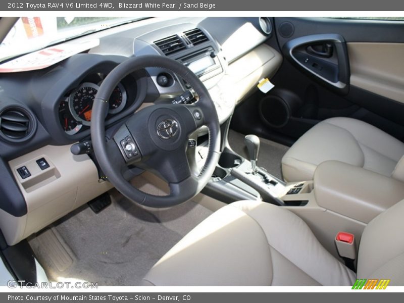 Blizzard White Pearl / Sand Beige 2012 Toyota RAV4 V6 Limited 4WD