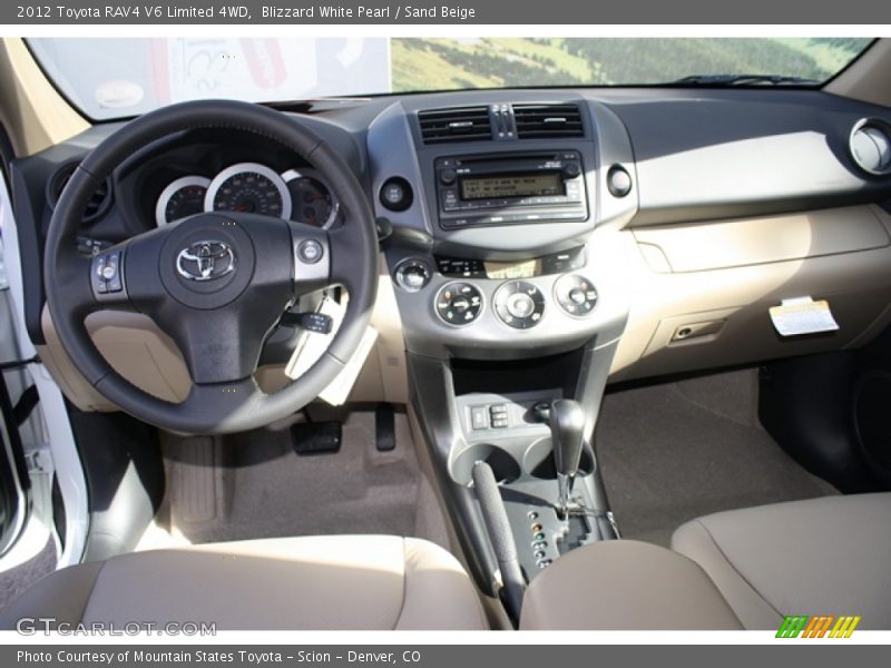 Blizzard White Pearl / Sand Beige 2012 Toyota RAV4 V6 Limited 4WD