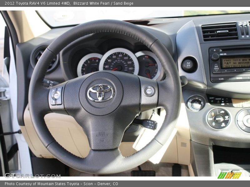 Blizzard White Pearl / Sand Beige 2012 Toyota RAV4 V6 Limited 4WD