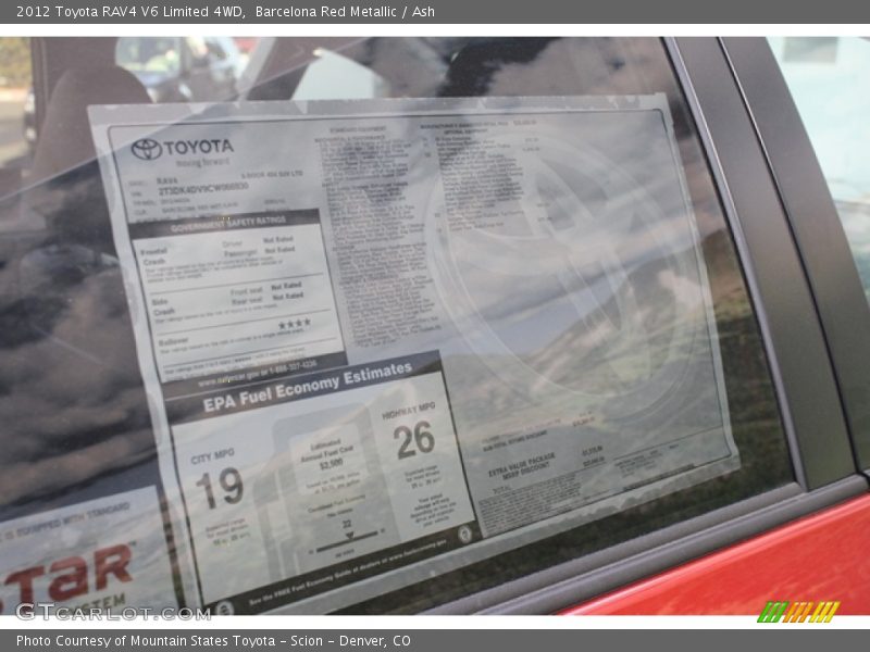  2012 RAV4 V6 Limited 4WD Window Sticker