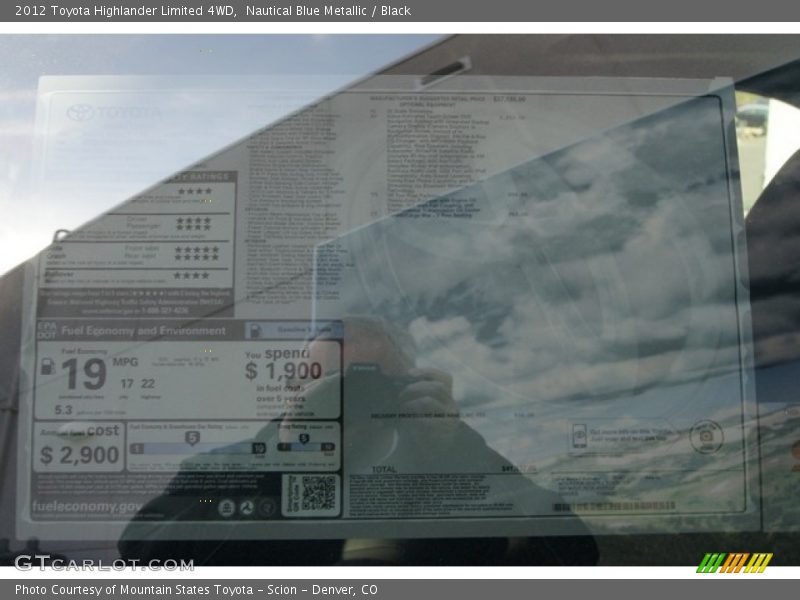 Nautical Blue Metallic / Black 2012 Toyota Highlander Limited 4WD