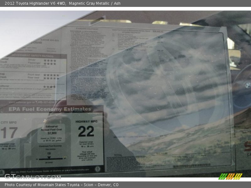Magnetic Gray Metallic / Ash 2012 Toyota Highlander V6 4WD