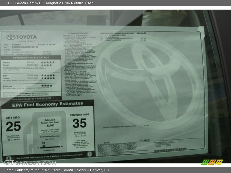 Magnetic Gray Metallic / Ash 2012 Toyota Camry LE