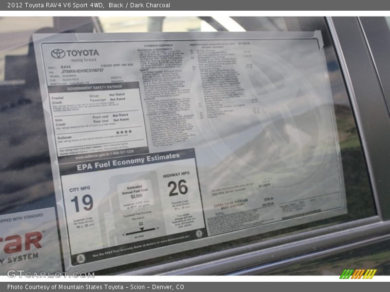 Black / Dark Charcoal 2012 Toyota RAV4 V6 Sport 4WD