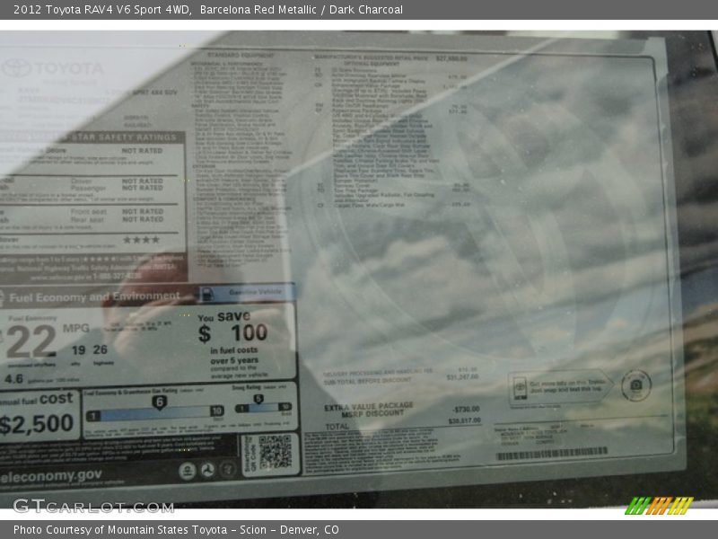 Barcelona Red Metallic / Dark Charcoal 2012 Toyota RAV4 V6 Sport 4WD