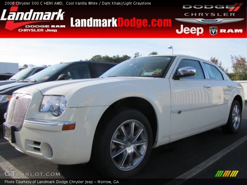 Cool Vanilla White / Dark Khaki/Light Graystone 2008 Chrysler 300 C HEMI AWD