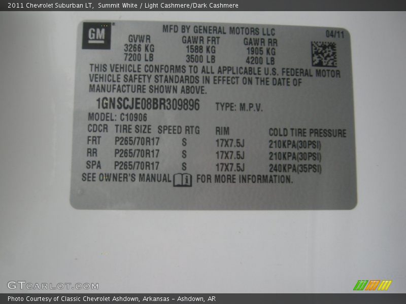 Summit White / Light Cashmere/Dark Cashmere 2011 Chevrolet Suburban LT