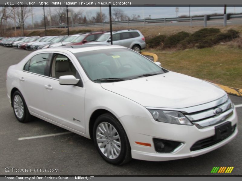White Platinum Tri-Coat / Medium Light Stone 2011 Ford Fusion Hybrid