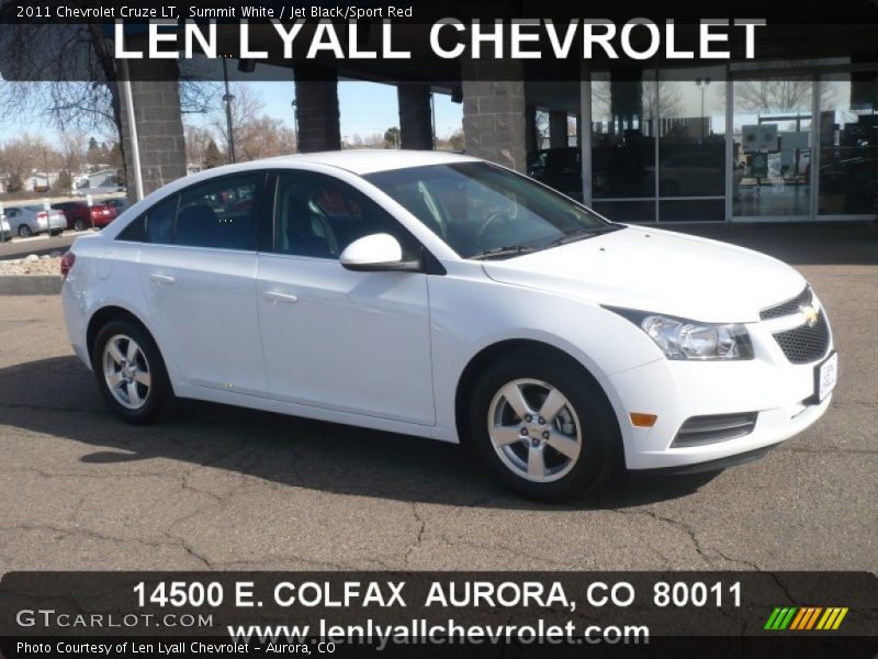 Summit White / Jet Black/Sport Red 2011 Chevrolet Cruze LT