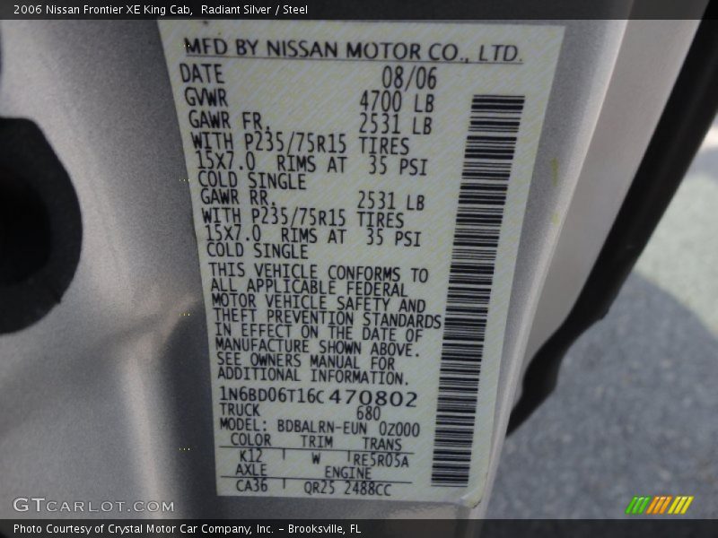 Radiant Silver / Steel 2006 Nissan Frontier XE King Cab