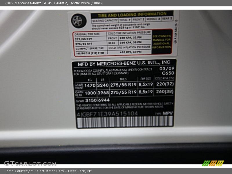 Arctic White / Black 2009 Mercedes-Benz GL 450 4Matic