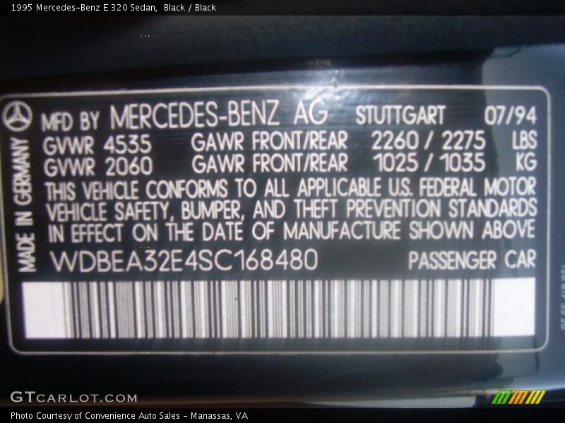 Black / Black 1995 Mercedes-Benz E 320 Sedan