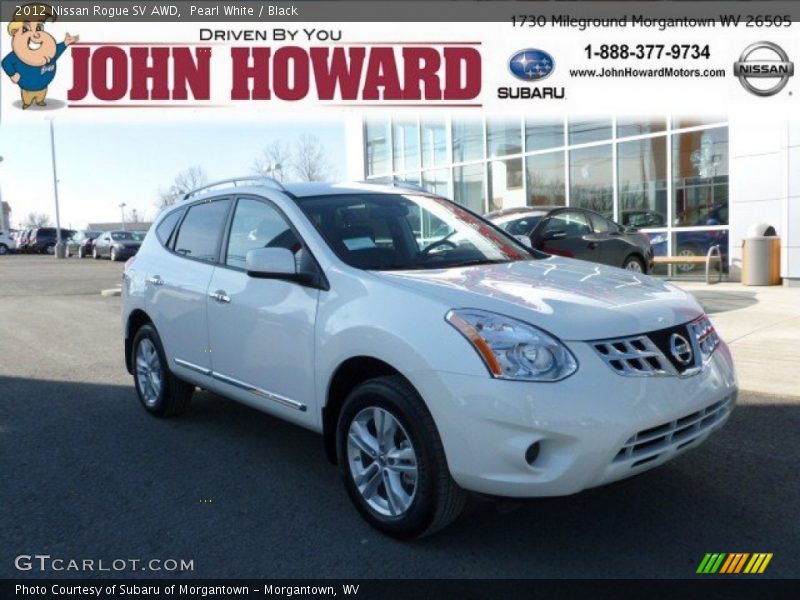 Pearl White / Black 2012 Nissan Rogue SV AWD