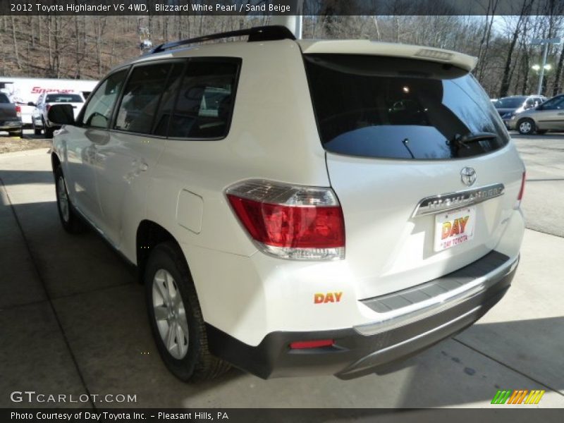 Blizzard White Pearl / Sand Beige 2012 Toyota Highlander V6 4WD