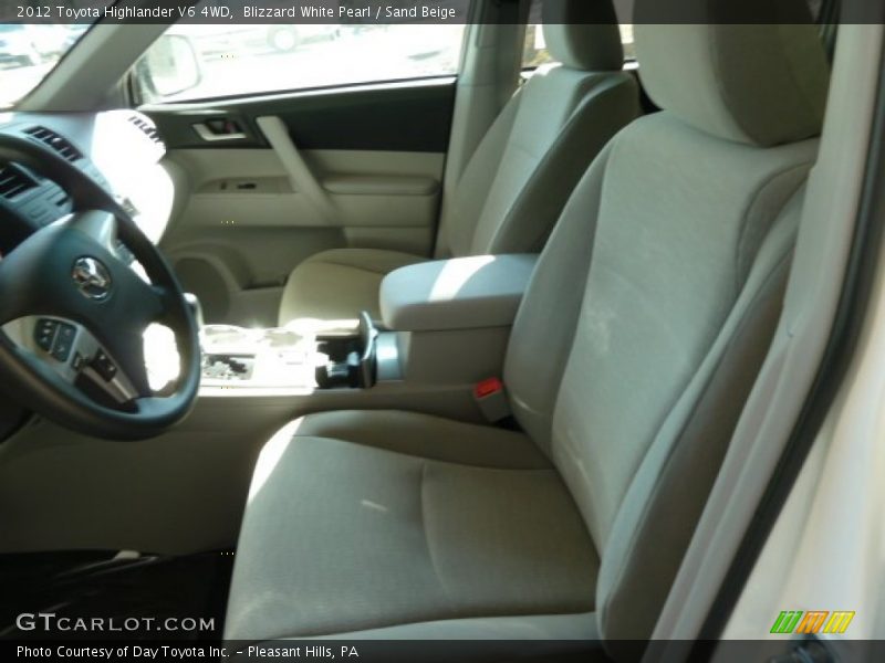 Blizzard White Pearl / Sand Beige 2012 Toyota Highlander V6 4WD