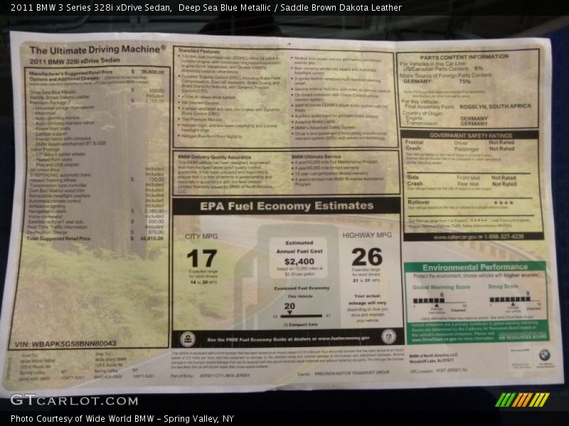 Deep Sea Blue Metallic / Saddle Brown Dakota Leather 2011 BMW 3 Series 328i xDrive Sedan