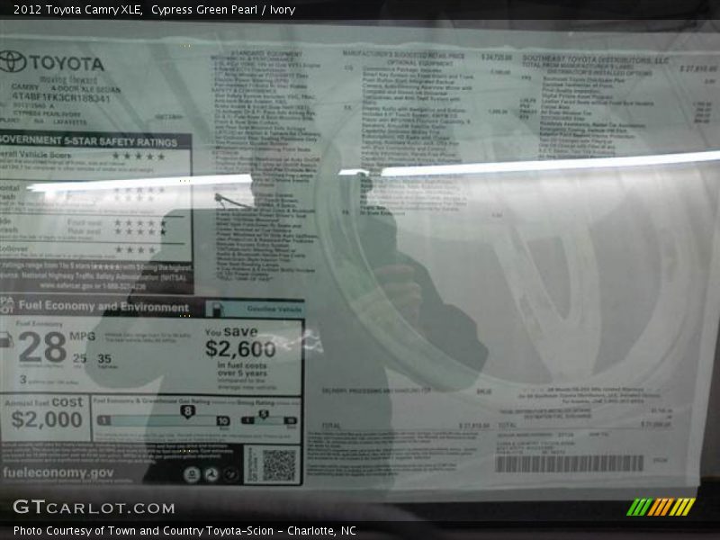 Cypress Green Pearl / Ivory 2012 Toyota Camry XLE