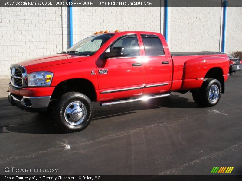 Flame Red / Medium Slate Gray 2007 Dodge Ram 3500 SLT Quad Cab 4x4 Dually