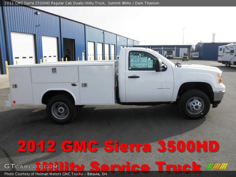 Summit White / Dark Titanium 2012 GMC Sierra 3500HD Regular Cab Dually Utility Truck