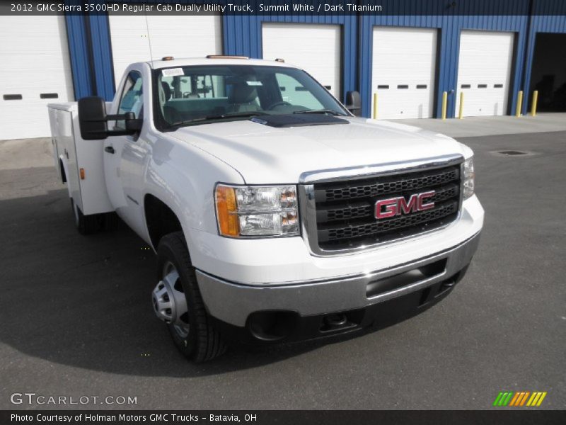Summit White / Dark Titanium 2012 GMC Sierra 3500HD Regular Cab Dually Utility Truck