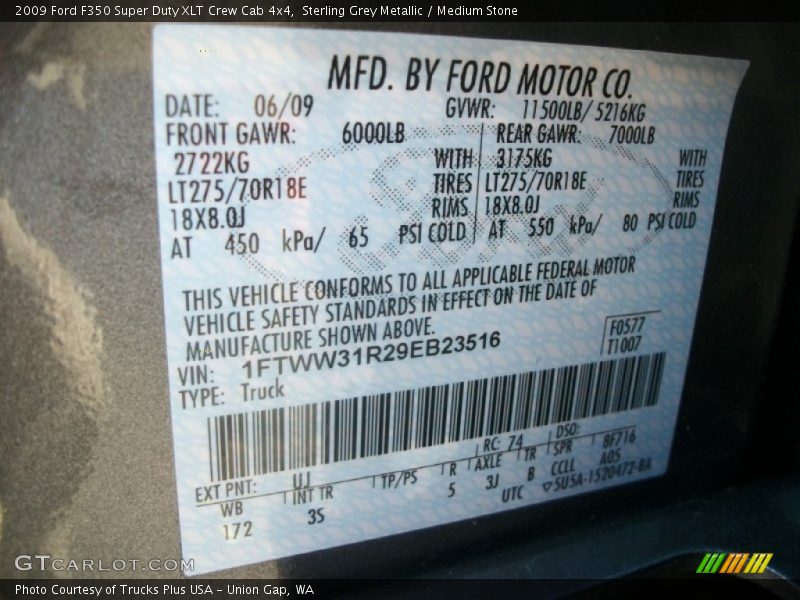 Sterling Grey Metallic / Medium Stone 2009 Ford F350 Super Duty XLT Crew Cab 4x4