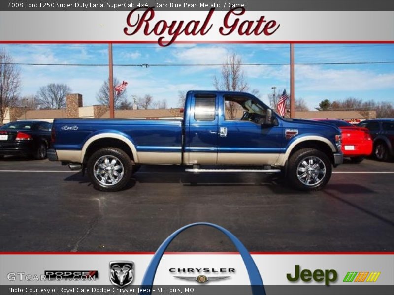 Dark Blue Pearl Metallic / Camel 2008 Ford F250 Super Duty Lariat SuperCab 4x4