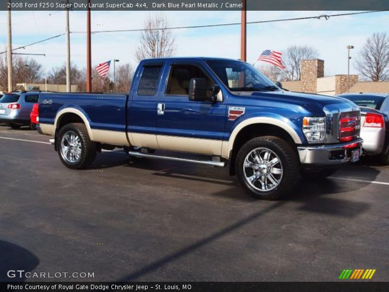 Dark Blue Pearl Metallic / Camel 2008 Ford F250 Super Duty Lariat SuperCab 4x4