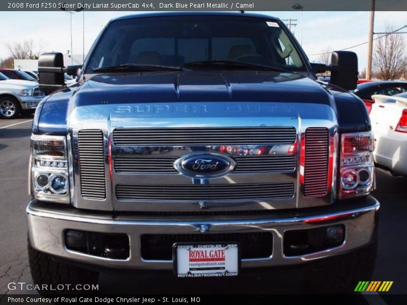 Dark Blue Pearl Metallic / Camel 2008 Ford F250 Super Duty Lariat SuperCab 4x4