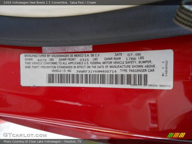 Salsa Red / Cream 2009 Volkswagen New Beetle 2.5 Convertible