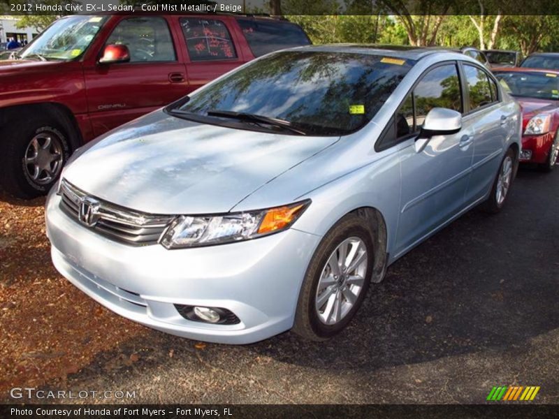 Cool Mist Metallic / Beige 2012 Honda Civic EX-L Sedan