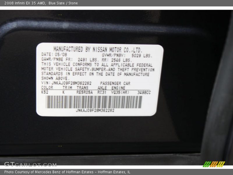 Blue Slate / Stone 2008 Infiniti EX 35 AWD