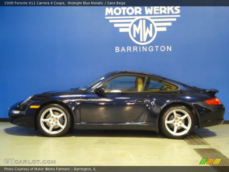 Midnight Blue Metallic / Sand Beige 2008 Porsche 911 Carrera 4 Coupe