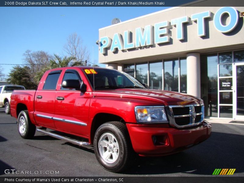 Inferno Red Crystal Pearl / Dark Khaki/Medium Khaki 2008 Dodge Dakota SLT Crew Cab
